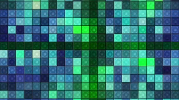 Colorful flashing background of squares with dots. Motion. Retro disco background with flashing squares. Mosaic squares with dots flash colorfully and quickly — Stockvideo