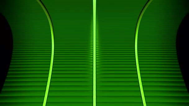 Racing road in cyberspace. Design. Moving track with lines in virtual space on black background. Curved strip with lines for racing in virtual space — Vídeo de Stock