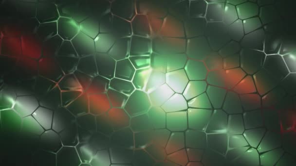 Multicolored backdrop with moving bubbles. Motion. Beautiful background with pattern of moving 3D bubbles. Surface with moving mosaic bubbles on colored background — Stockvideo