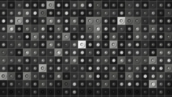 Cyfrowa animacja ściany mozaiki, płynna pętla. - Wniosek. Monochromatyczne kwadraty migające z małymi kropkami w środku. — Zdjęcie stockowe
