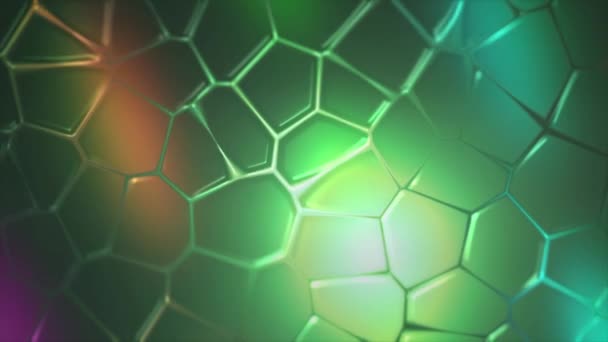 Colorful background with moving bubbles on surface. Motion. Moving pattern in style of bubbles on surface. Oil bubbles flow and move on multicolored background — Stockvideo