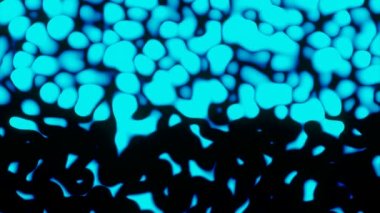 Siyah zemin üzerinde hareket eden 3 boyutlu lekeler olan bir arka plan. Tasarım. Bir sürü renkli üç boyutlu nokta siyah arka planda akıntıda hareket ediyor. Hareketli yoğun noktalardan geçiş