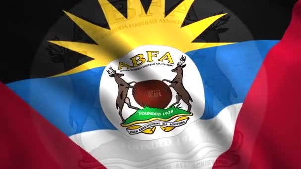 Antigua and Barbuda Football Association waving flag, seamless loop. Motion. Beautiful animated flag of Antigua and Barbuda football team. For editorial use only — Stockvideo