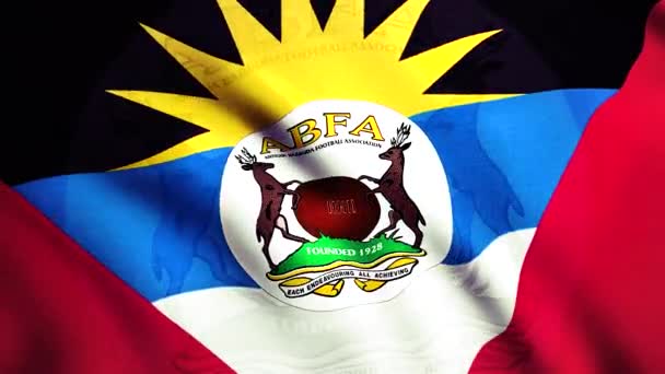 Antigua and Barbuda Football Association waving flag, seamless loop. Motion. Beautiful animated flag of Antigua and Barbuda football team. For editorial use only — 图库视频影像