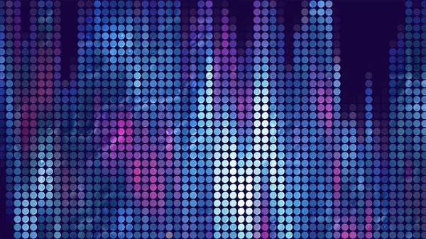 Abstract background with wall from lamps of bright gradient light. Motion. Rows of moving vertically circles on a dark background. — 图库照片