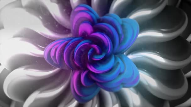 3D florales Muster, das seine Form ändert. Bewegung. Psychedelische 3D-Blume verändert die Form der Blütenblätter. Schöne animierte Blume bewegt sich und verändert ihre Form — Stockvideo