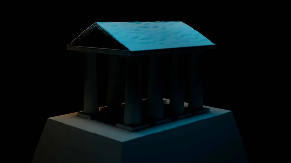 3d μοντέλο του αρχαίου κτιρίου με κίονες. Σχέδιο. 3D μοντέλο του κτιρίου αντίκες υπό κατασκευή σε μαύρο φόντο. Υπολογιστικό μοντέλο ελληνικού ναού. Αρχιτεκτονικά μοντέλα στον υπολογιστή — Φωτογραφία Αρχείου
