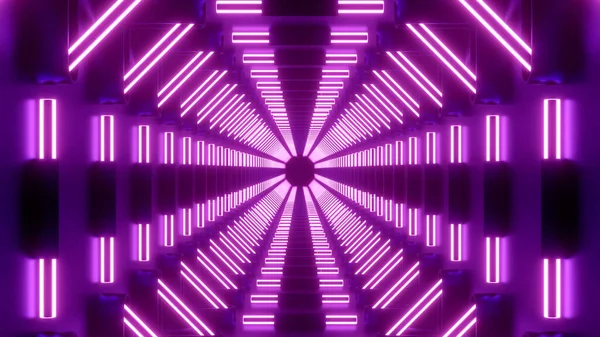 Slow flight through abstract 3D alien technology tunnel, seamless loop. Design. Glowing optical illusion, symmetrical corridor. — Stock Photo, Image