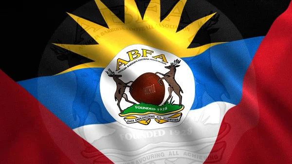 Antigua y Barbuda Football Association ondeando bandera, lazo sin costuras. Moción. Hermosa bandera animada de Antigua y Barbuda equipo de fútbol. Únicamente para uso editorial — Foto de Stock