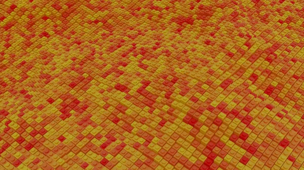 リップリング運動、シームレスなループにおける抽象粒子の背景。デザイン。黄色と赤のモザイクのテクスチャの波と変換、シームレスなループ. — ストック写真