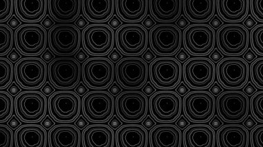 Kareler ve flaşlarla hipnotik desen. Tasarım. Kaleydoskopik deseni titreşimlerle tekrarlıyor. Kareler ve parlamalarla disko deseni