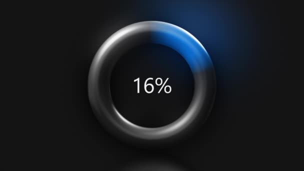 An abstraction with the measurement of percentages. Motion. A ring with blue and green color that moves as the percentage measurements change and increase until the end of the percentage line to 100 — Stockvideo