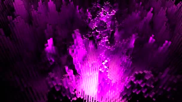Bright purple abstraction.Design.Bright lights like fireworks glow and move in 3D format. — Video Stock