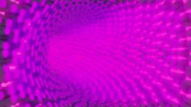 Dijital ışıkların hızı, neon dijital teknoloji tüneli. Tasarım. Kıvrımlı koridor içindeki ters uçuşun renk değiştiren 3B etkisi.