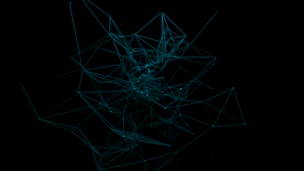 Abstrakter Plexus-Hintergrund in nahtloser Schleife mit miteinander verbundenen Punkten und Linien. Design. Künstliche Intelligenz bildet komplexe Figur während der Selbstbildung. — Stockvideo