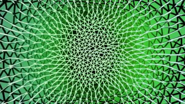 Abstrakt utsikt inn i en levende celle. Utforming. Kryssforbindelse med krumme og koplede linjer som danner optisk illusjon av fibrer. – stockvideo