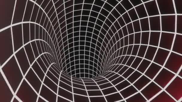 A tunnel moving inwards. Design. A dark red tunnel with a grid that moves. — Stock Video