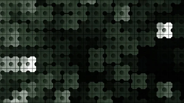 Αφηρημένο φόντο διαιρεμένο με στενές μαύρες γραμμές σε μικρά τετράγωνα με κύκλους στη μέση του κάθε τετραγώνου. Κίνηση. Blinging σκιές πλακιδίων πάνω από γεωμετρικό μοτίβο. — Φωτογραφία Αρχείου