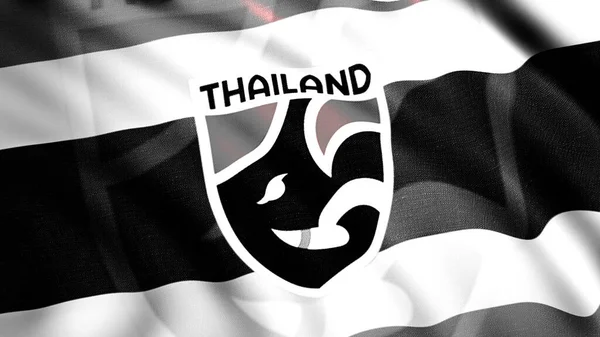 Αφηρημένη μονόχρωμη κυματιστή σημαία. Κίνηση. Κινούμενο σχέδιο με την εθνική ομάδα ποδοσφαίρου της Ταϊλάνδης πανί σημαία, αδιάλειπτη βρόχο. Μόνο για εκδοτική χρήση. — Φωτογραφία Αρχείου