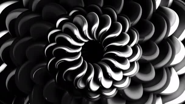 Primavera buia e contorta. Mozione. La spirale in astrazione si muove come un codino e si diffonde su tutti i filmati in 3D . — Video Stock