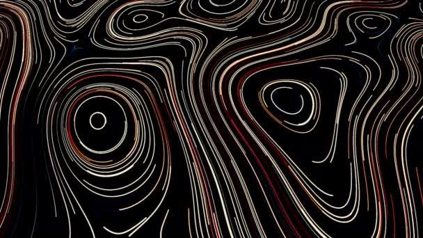 Silhuetter av fläckar på en svart bakgrund. Rörelse. Ovanliga rörliga former bildas av smala linjer. — Stockvideo