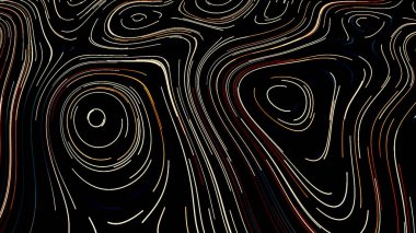 Siyah arka planda lekelerin siluetleri. Hareket. Dar çizgiler tarafından oluşturulan alışılmadık hareketli şekiller.