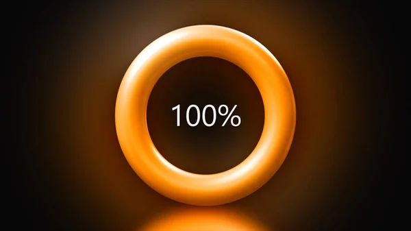 Abstract glowing and pulsating ring with loading process. Motion. Moving circle with raising number of percentage on a dark background. — 图库照片
