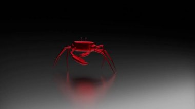 3D yengeç taşıyorum. Tasarım. İzole edilmiş arka planda hareket eden renkli yengecin 3 boyutlu modeli. Çizgi film 3d yengeç beyaz arkaplanda hareket eder