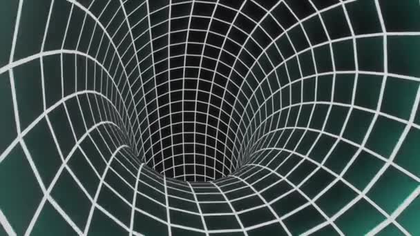Szybki tunel w cyberprzestrzeni. Projektowanie. Wirtualny neonowy tunel szybko się porusza. Świecący tunel przenosi się w przestrzeń wirtualną — Wideo stockowe