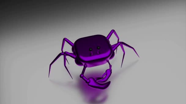 Crab in abstraction.Design. A black and gray background on which a pink and slightly purple crab runs and squats — Wideo stockowe