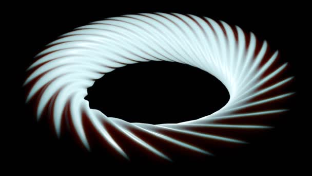 白色和绿色的戒指。设计。无限大环在黑色背景上无限大运动环的抽象. — 图库视频影像