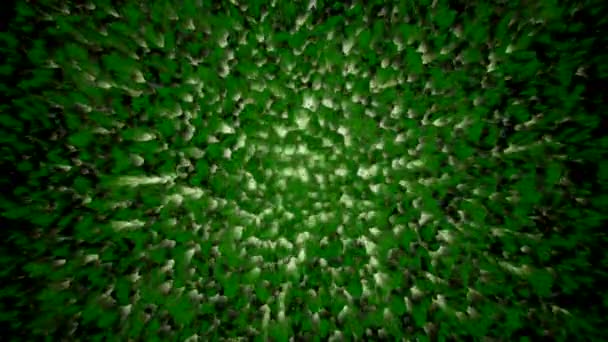 抽象化における緑の背景。3次元で成長し落下する抽象化の草のような明るい詳細. — ストック動画