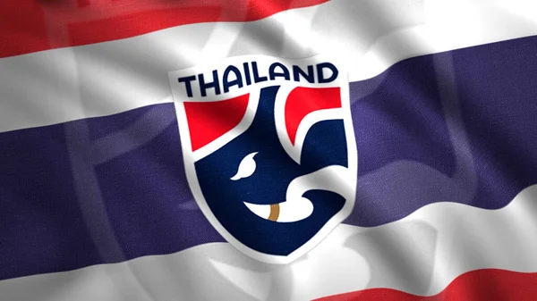 Abstract colorful waving flag. Motion. Animation with Thailand national football team flag cloth, seamless loop. For editorial use only. — Φωτογραφία Αρχείου
