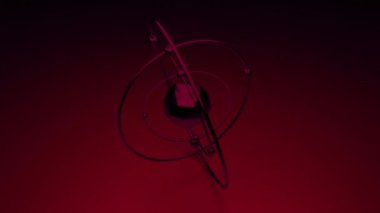 Kırmızı arka plan. Görev. Sakin kırmızı bir arkaplanda soyutlanmış bir güneş sistemi modeli.