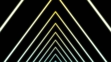 Siyah üçgen bir tünel. Tasarım. Soyutlama tüneli gibi giden parıldayan üçgenler..