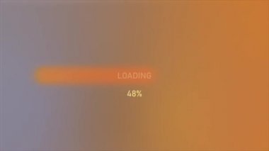 Yükleme işlemi tamamlandı. Hareket. Bilgisayar dijital teknolojileri kavramı, 0 ile 100 arasında değişen bir satıra sahip gelecekçi ekran yükleme.