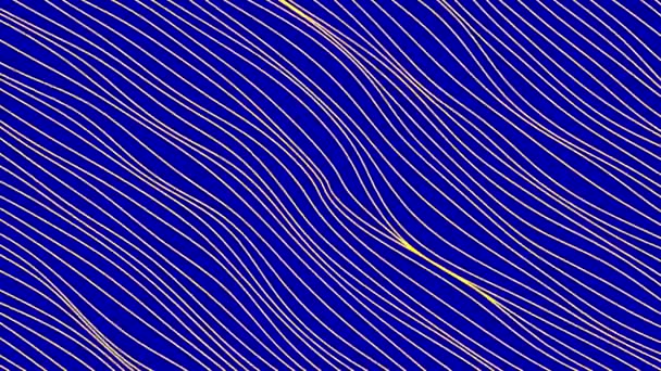 Dünne Wellenlinien bewegen sich diagonal. Bewegung. Radiowellen bewegen sich biegend im diagonalen Strom. Fluss langsam bewegender feiner Linien oder Fäden — Stockvideo