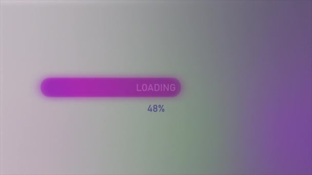 Черно-белый фон. Движение. Фиолетово-голубая погрузка, которая отчитывается от нуля до конца в режиме реального времени. — стоковое видео