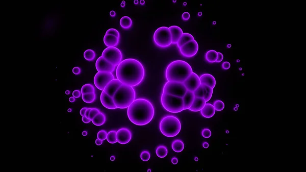 Animation of bacteria under microscope. Design. Microbes or infected cells under microscope. Round image of red infected dots on black background — Stockfoto