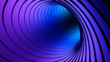 Siyah hipnotik çizgileri ve kusursuz döngüsü olan soyut teknoloji tünel inşaatı. Tasarım. Dönen girdabın içini göster.