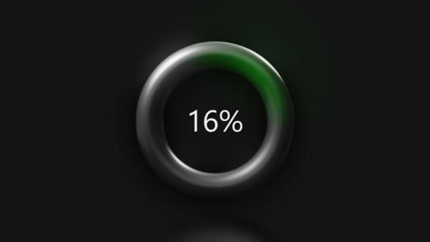 Prsten s nabitým procentem. Pohyb. Načítání procenta nabíjení nebo zpracování na zařízení. Pozadí s obrázkem procenta nabíjení — Stock video