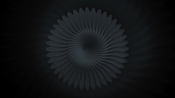 花びらで丸いパターンを移動します。動きだ。幾何学的な3D花が回転し変化します。回転花弁で変化する3Dラウンドフラワーパターン — ストック動画