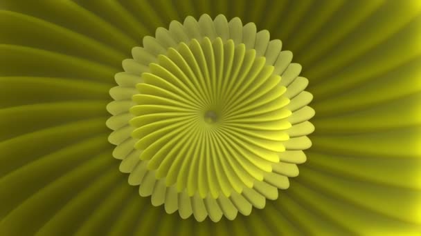 花びらで丸いパターンを移動します。動きだ。幾何学的な3D花が回転し変化します。回転花弁で変化する3Dラウンドフラワーパターン — ストック動画