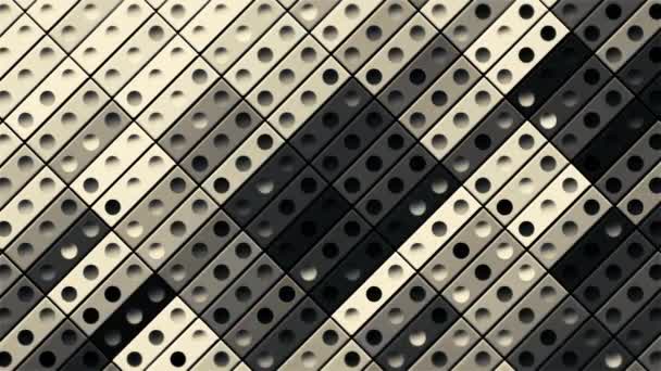 Sfondo di rettangoli in bianco e nero con punti. Mozione. Strisce lampeggianti di rettangoli con punti. Sfondo con domino lampeggiante in bianco e nero — Video Stock
