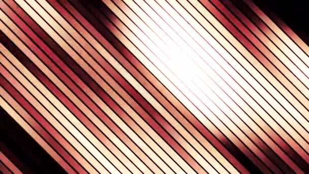 Líneas diagonales de color rojo y naranja vibrantes abstractas sobre un fondo negro, bucle sin costuras. Moción. Animación de rayas de flujo rápido. — Vídeos de Stock