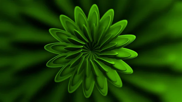 Purple and green flower in abstraction. Motion. Flowers with petals spin in 3d format expanding and narrowing creating a hole in the middle. — Stock Photo, Image