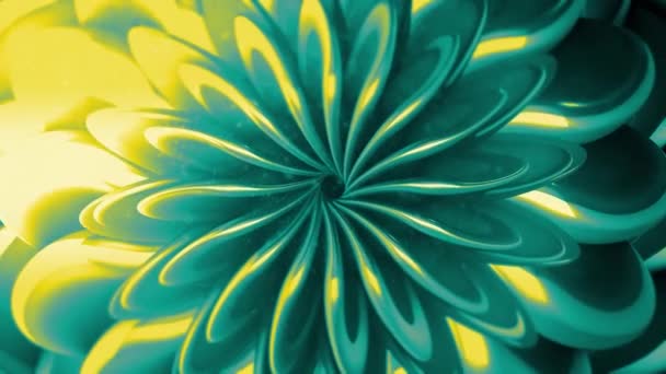 Patrón 3D de flor en movimiento con efecto hipnótico. Moción. Hipnótico patrón de flores 3d con pétalos cambiantes. Hermosa flor 3d se mueve y flota — Vídeos de Stock