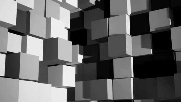 Cubos en monocromo. Animación. Cuadrados grises claros se mueven en 3d. — Foto de Stock
