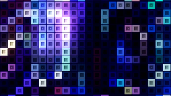 Beautiful multicolored mosaic in abstraction. Motion. Neon bright purple cubes shimmer with different colors . — Stockfoto