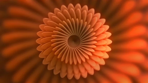 Absztrakt pszichedelikus narancs színű kerek alakú kaleidoszkóp minta. Indítvány. Virág kerek alakú, varrat nélküli hurok mozgó szirmok. — Stock Fotó